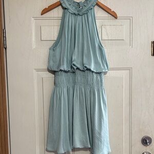 Light Blue Green Halter Dress